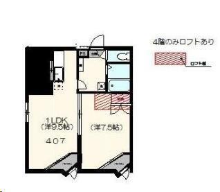 プランドビル八幡II(1LDK/4階)の間取り写真