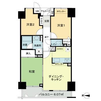 ニューシティ東戸塚(3LDK/3階)の間取り写真