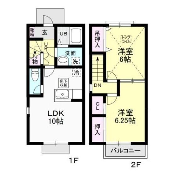 カルス大宮(2LDK/1階)の間取り写真