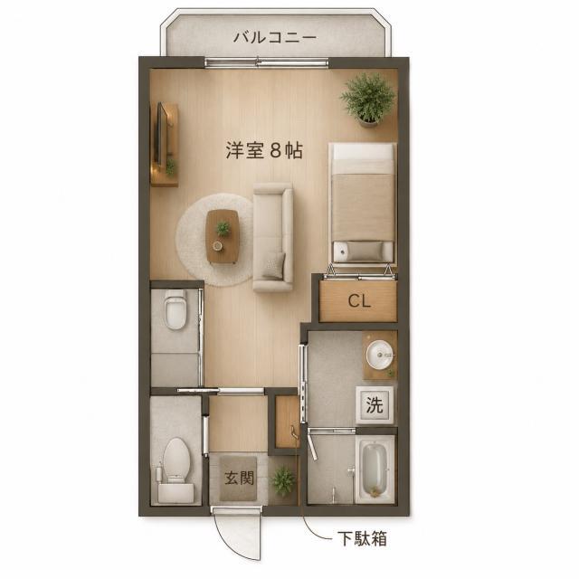 プルーヴ(ワンルーム/2階)の間取り写真
