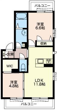 フルール(2LDK/2階)の間取り写真