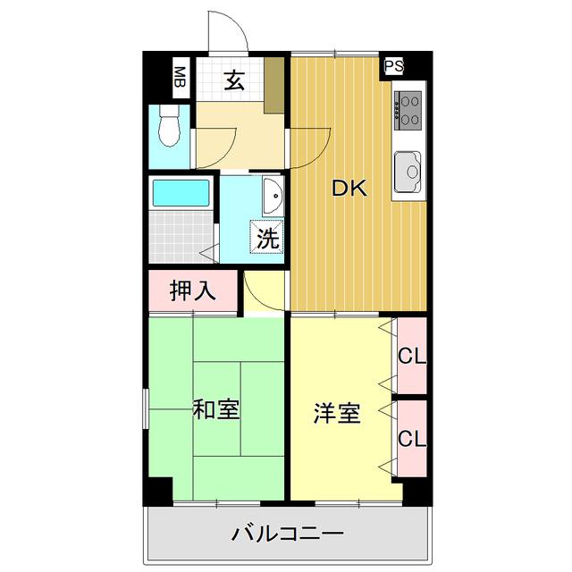アルファガーデン本町(2DK/8階)の間取り写真