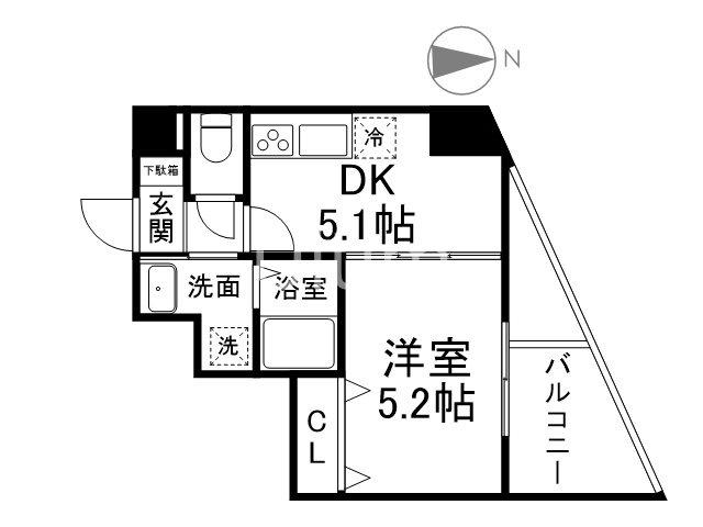 ARCA西京極(1DK/2階)の間取り写真