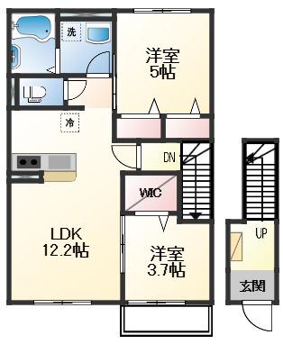 白鳥台アパート(2LDK/2階)の間取り写真
