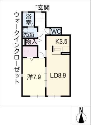 プラムベルジュ(1LDK/1階)の間取り写真