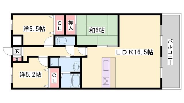 ロック雅(3LDK/3階)の間取り写真