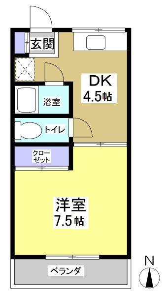 エマノンハイツI(1DK/1階)の間取り写真