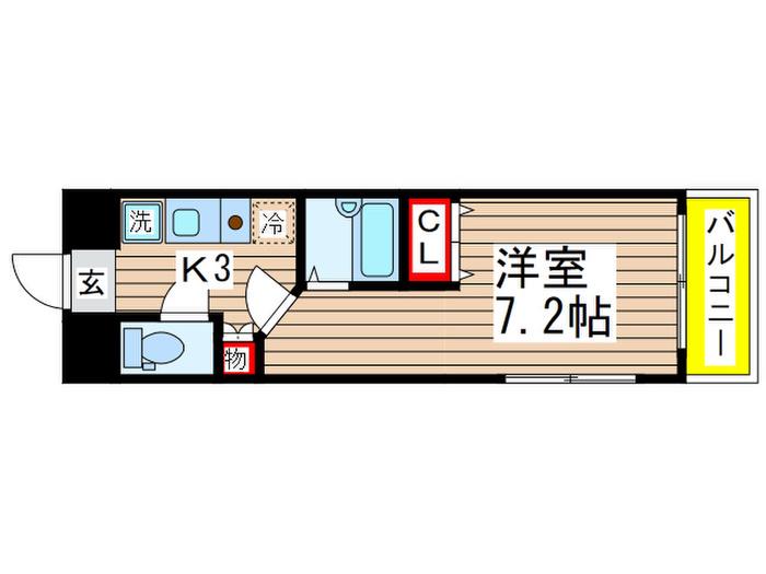 エスペランサ・K2(1K/9階)の間取り写真