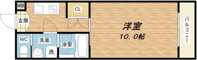 CITY SPIRE心斎橋イースト(1K/4階)の間取り写真