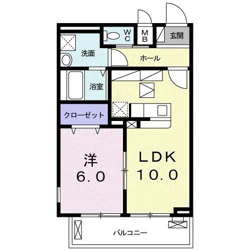 CASA ORTO(1LDK/1階)の間取り写真