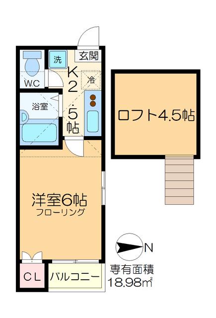 リヴィエール江戸川(1K/2階)の間取り写真