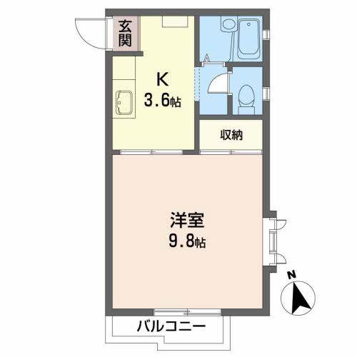メープルコート(1K/2階)の間取り写真