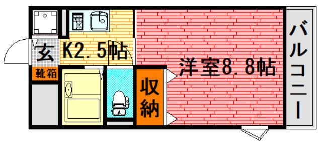 セゾン升本(1K/3階)の間取り写真