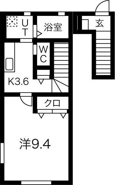 EL ALIVIO B棟(1K/2階)の間取り写真