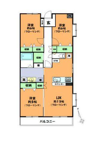 ターンドール(3LDK/1階)の間取り写真