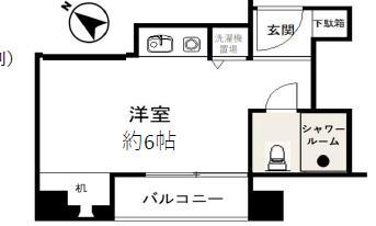 ジョイライフ六甲(ワンルーム/4階)の間取り写真