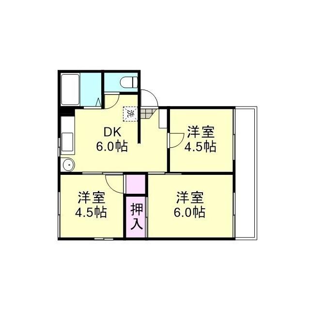メゾン鷲羽(3DK/2階)の間取り写真