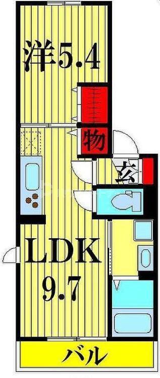 ヴィラ登戸町(1LDK/1階)の間取り写真