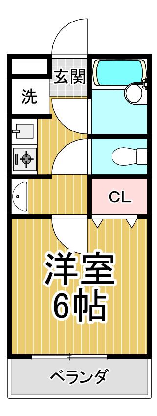 ステラハウスⅤ(1K/1階)の間取り写真
