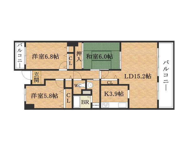 弥生が丘Ⅱ番館(3LDK/4階)の間取り写真