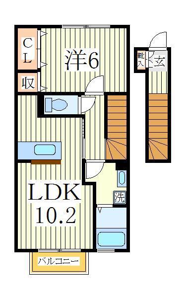 ストラールB(1LDK/2階)の間取り写真