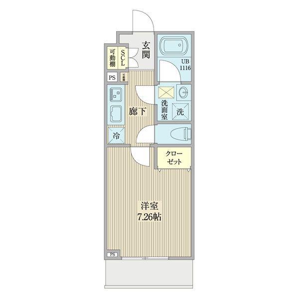 リシェス名古屋山王ウエスト(1K/2階)の間取り写真