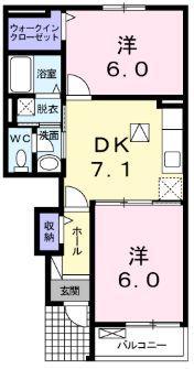 レジデンス ナカ V(2DK/1階)の間取り写真
