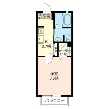 メゾンドソレイユ(1K/2階)の間取り写真