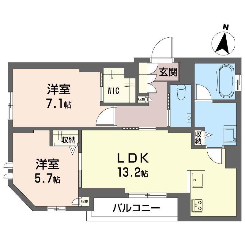 グランリュクス中野坂上(2LDK/3階)の間取り写真