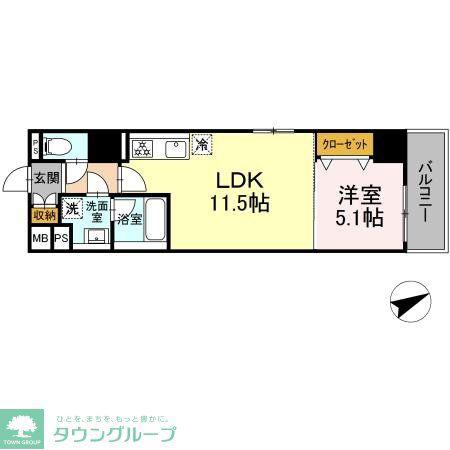 セントラル立川(1LDK/4階)の間取り写真