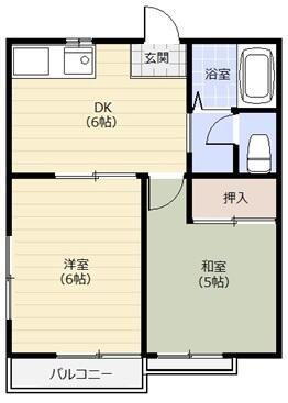 ヒルズ小矢部(2DK/2階)の間取り写真