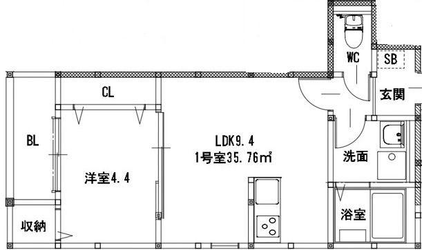 SUNMARK 京町本丁(1LDK/2階)の間取り写真