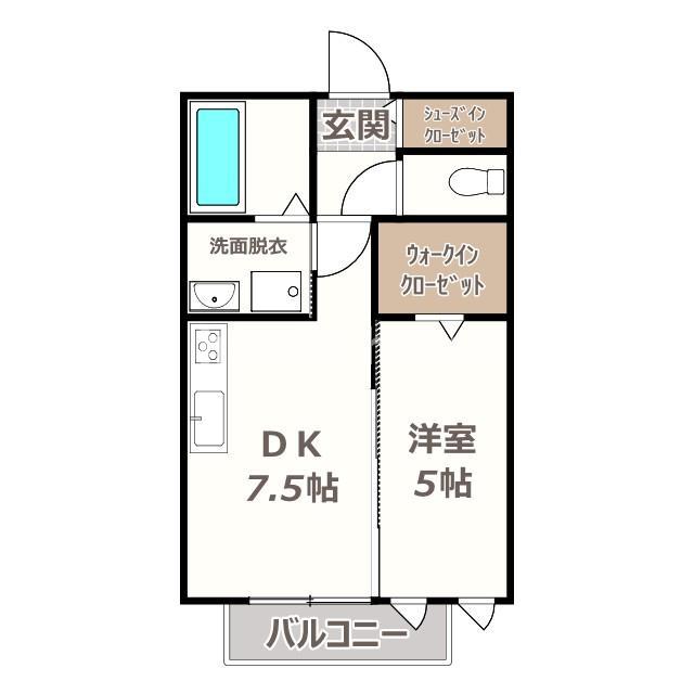 ハイムサンパティII(1DK/2階)の間取り写真