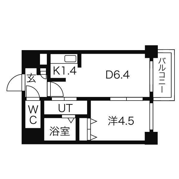 シュクル医大南(1DK/5階)の間取り写真