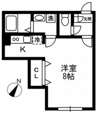 ザ・パーククロス千歳烏山(1K/4階)の間取り写真