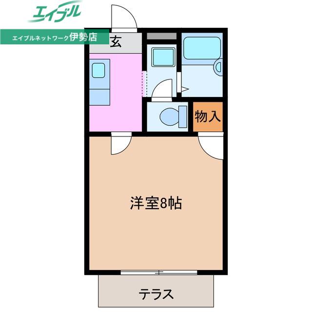 フォレスタ伊勢(1K/2階)の間取り写真