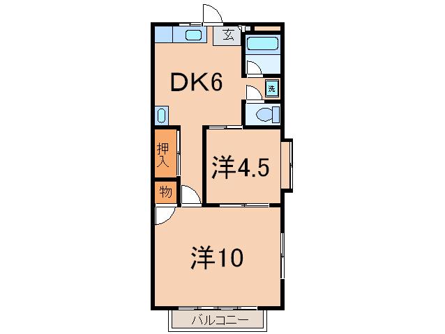 メリーポピンズ(2DK/2階)の間取り写真