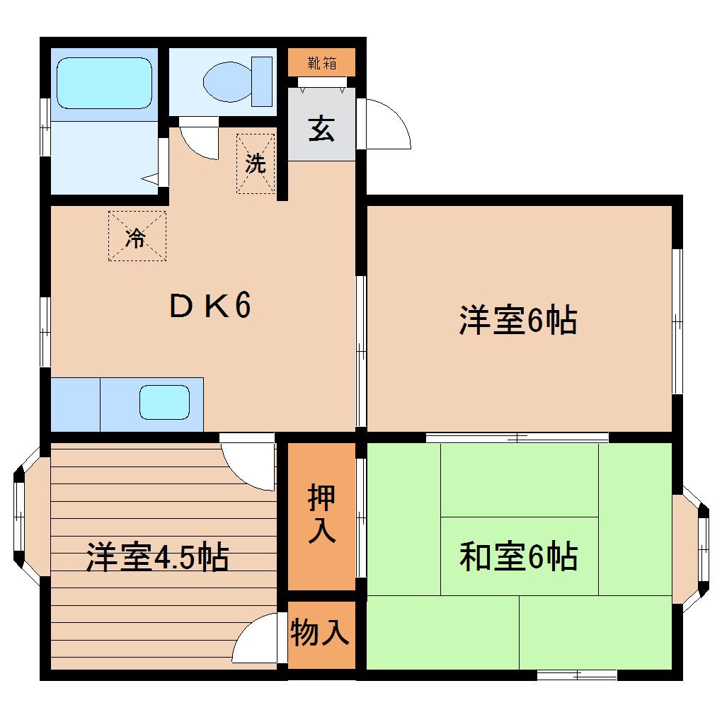 レクサス南光台I(3DK/2階)の間取り写真