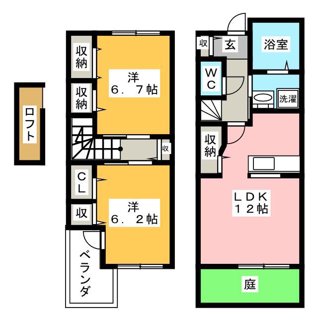 アン・ルー A(2LDK/1階)の間取り写真
