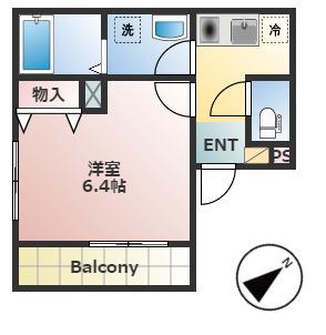 T-FLAT川越(1K/3階)の間取り写真