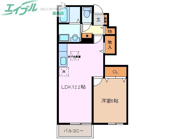 グリース B(1LDK/1階)の間取り写真