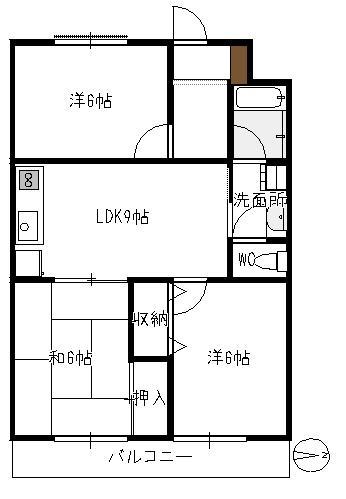 メゾン隅の浜(3LDK/1階)の間取り写真