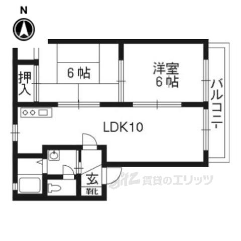 エンコウジ A棟(2LDK/2階)の間取り写真