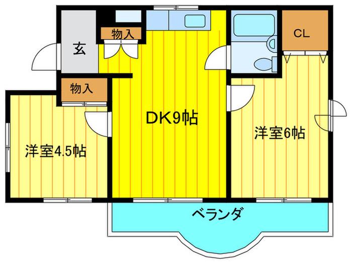 ロードハイツ(2DK/4階)の間取り写真