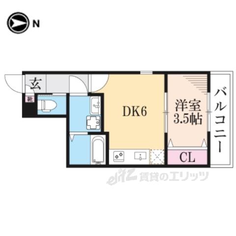 ARCA桂川(1DK/2階)の間取り写真