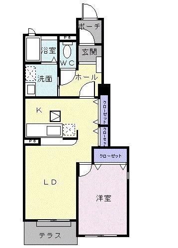 メゾンフォルテI(1LDK/1階)の間取り写真