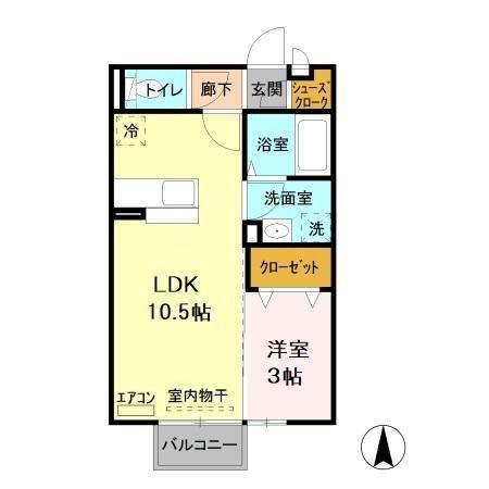 クレールソフィア(1LDK/2階)の間取り写真
