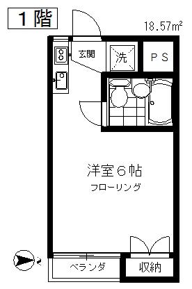 STハウス(1K/1階)の間取り写真