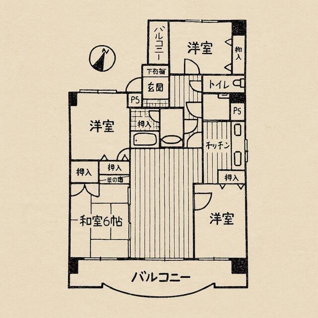 ライオンズマンション味噌天神(4LDK/2階)の間取り写真