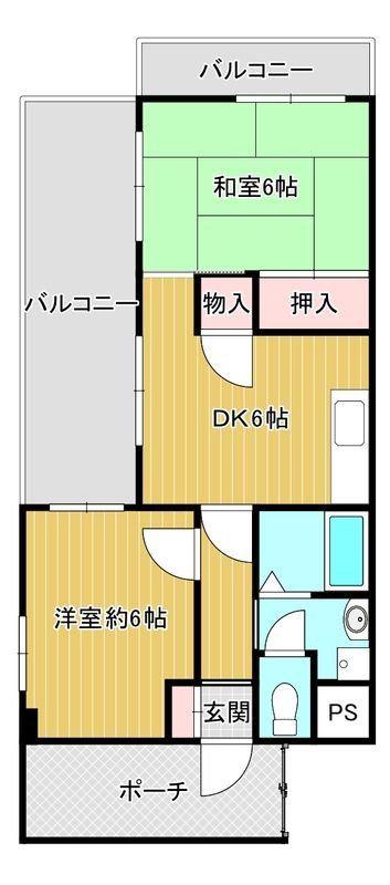 瑞光アーバンハイツ(2DK/3階)の間取り写真